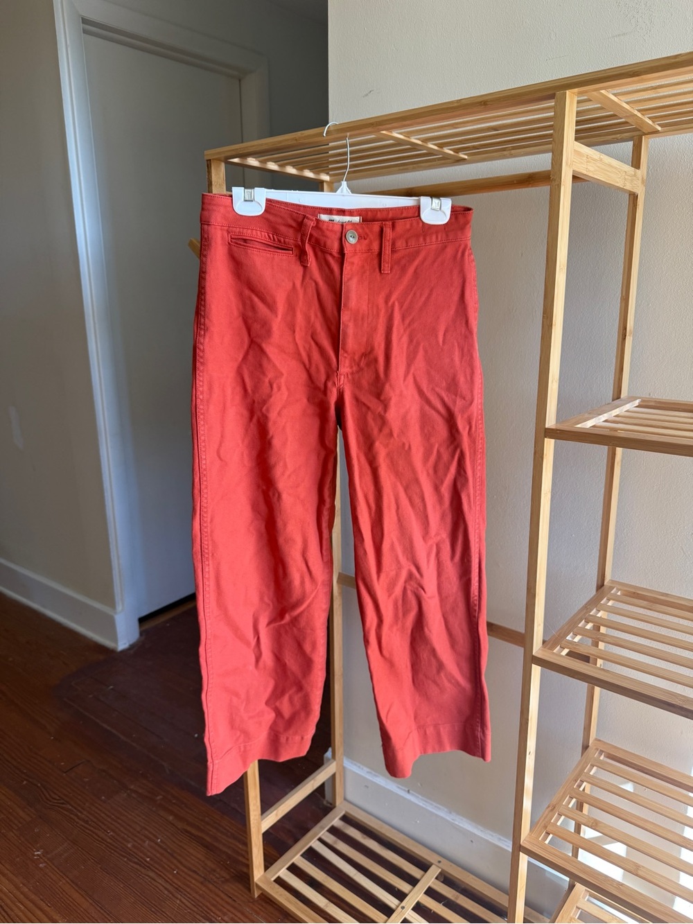 Madewell Rust-Orange Slim Emmett Wide Leg Cropped Pants